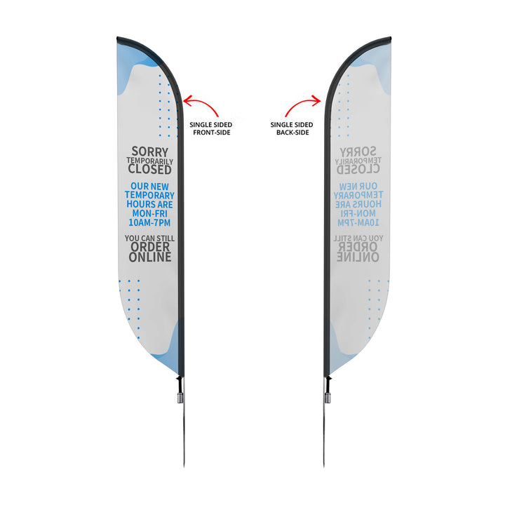 Custom Pre-Printed Temporary Closed Order Online Feather Flags