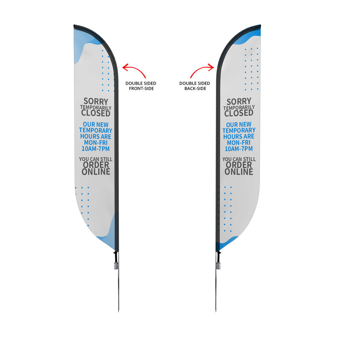 Custom Pre-Printed Temporary Closed Order Online Feather Flags