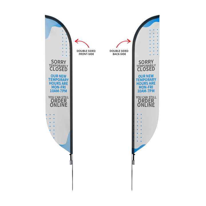 Custom Pre-Printed Temporary Closed Order Online Feather Flags