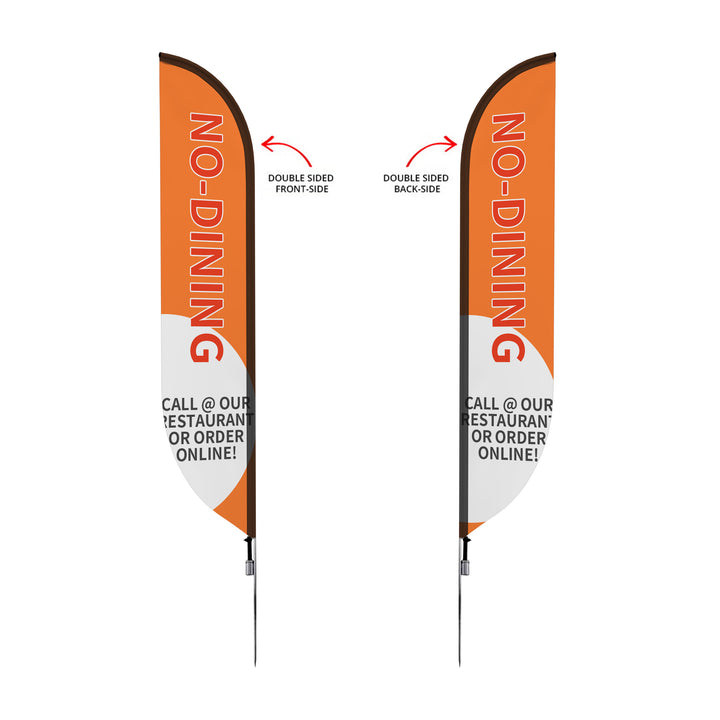 Custom Pre-Printed No Dining Order Online Feather Flags