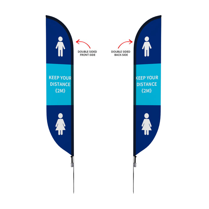 Custom Pre-Printed Maintain Safe Distance Feather Flags