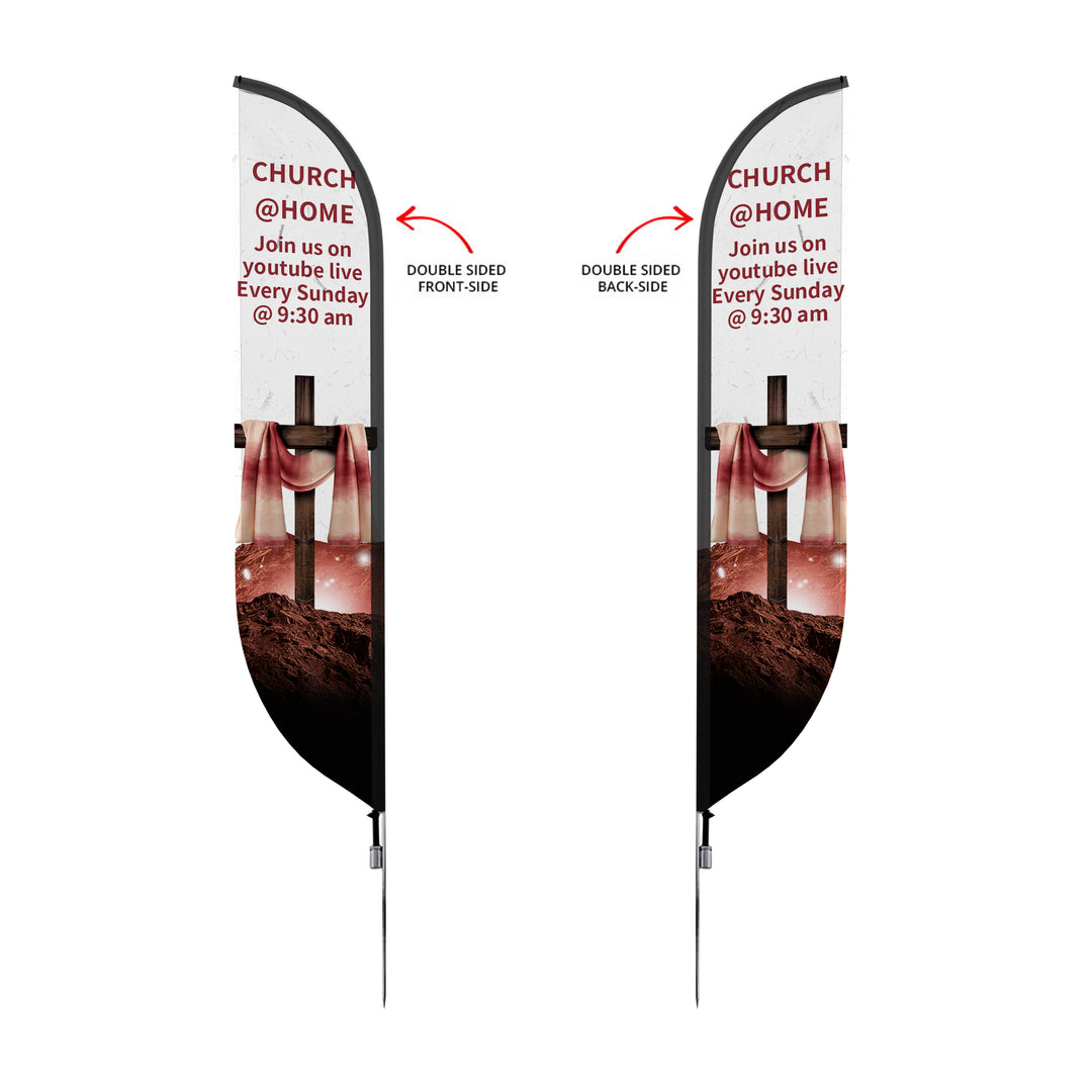 Custom Pre-Printed Church at Home Feather Flags