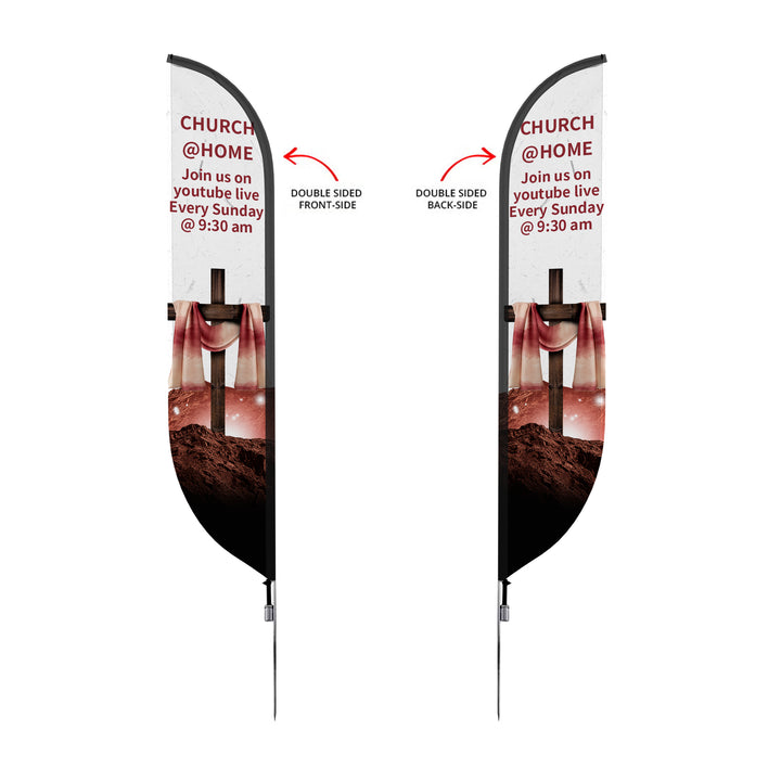 Custom Pre-Printed Church at Home Feather Flags