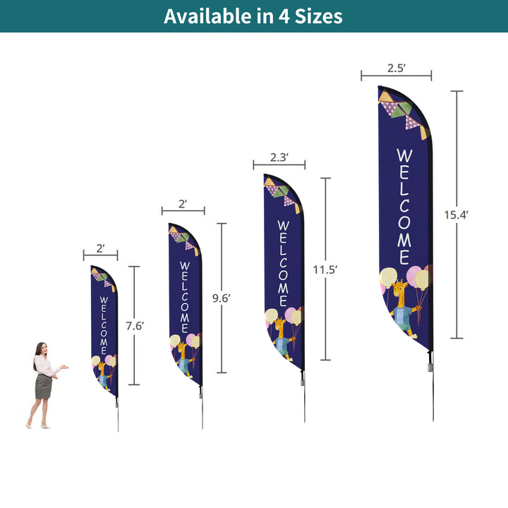 Custom Pre-Printed Welcome Feather Flags