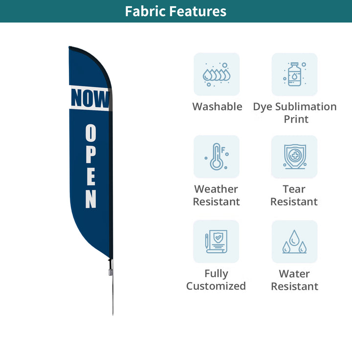 Custom Pre-Printed Now Open Feather Flags