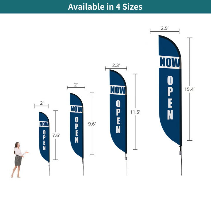 Custom Pre-Printed Now Open Feather Flags