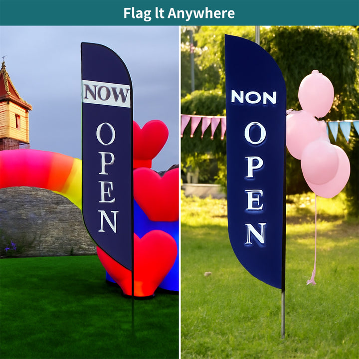Custom Pre-Printed Now Open Feather Flags