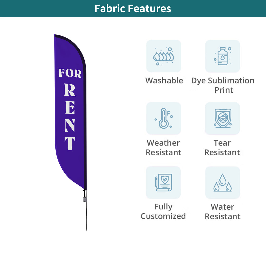 Custom Pre-Printed For Rent Feather Flags