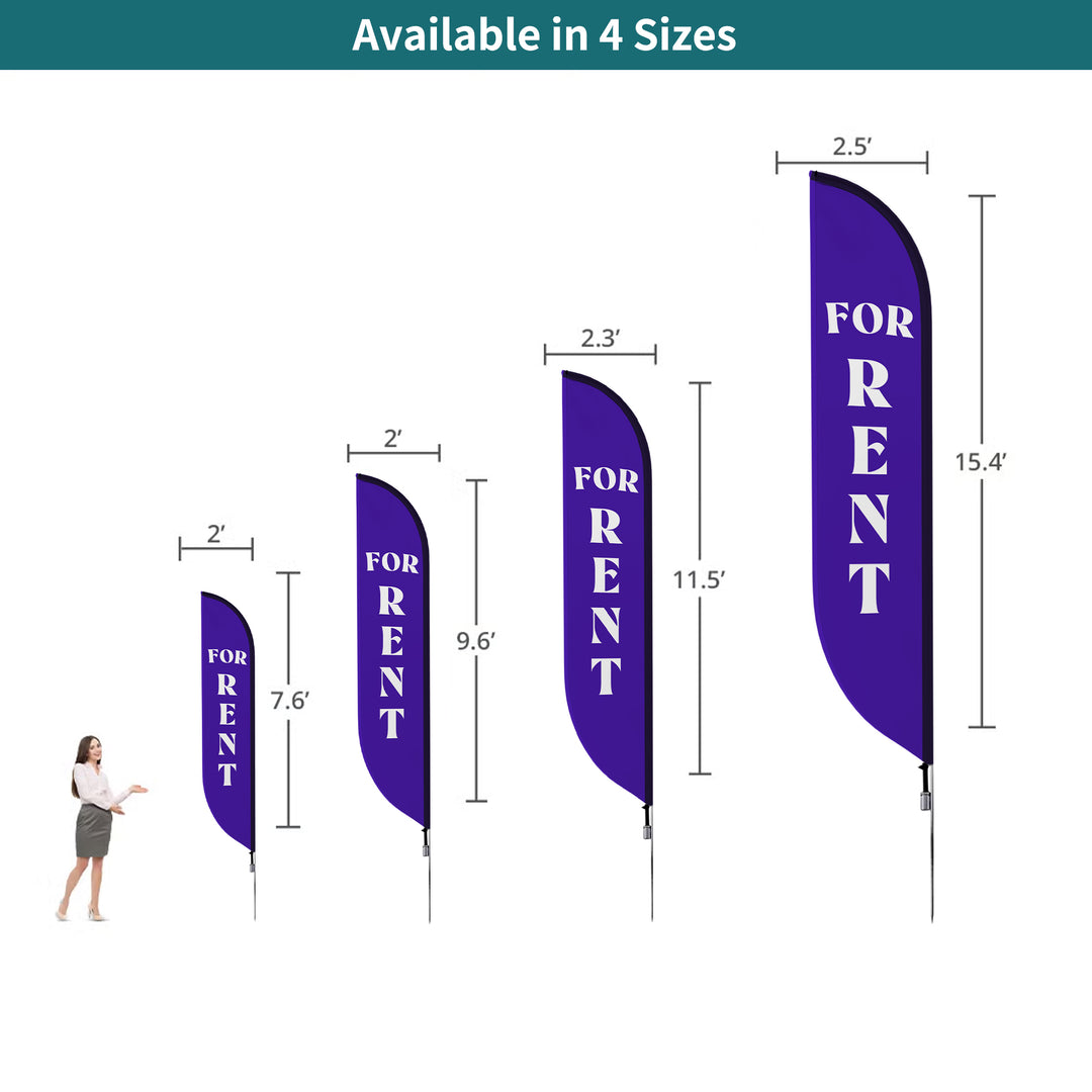 Custom Pre-Printed For Rent Feather Flags