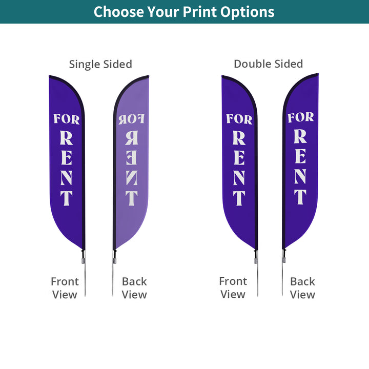 Custom Pre-Printed For Rent Feather Flags