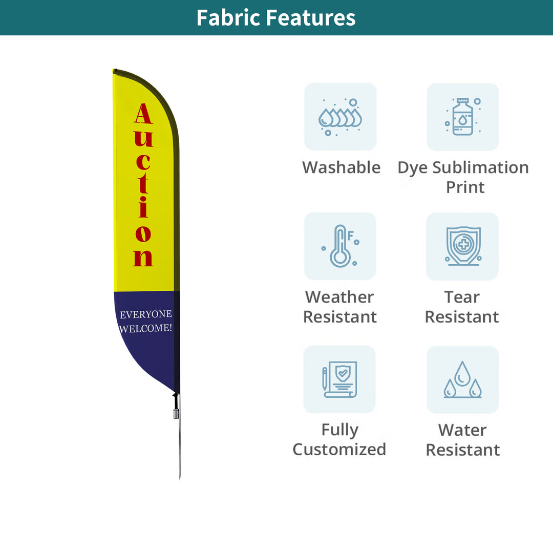 Custom Pre-Printed Auction Feather Flags