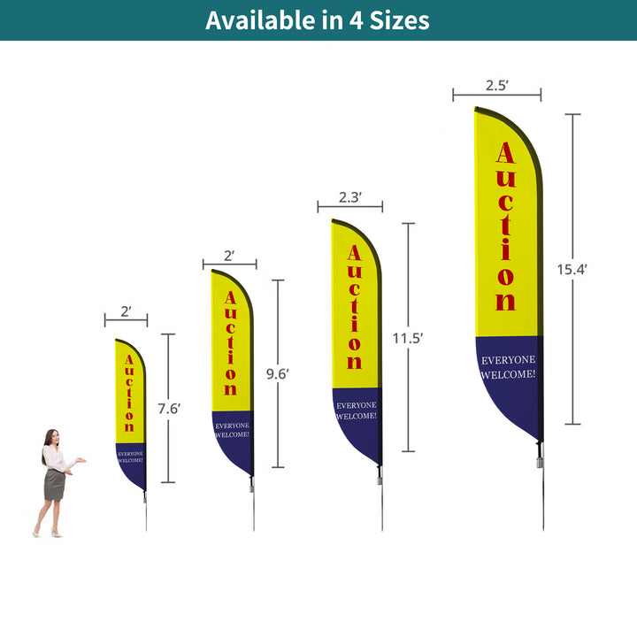Custom Pre-Printed Auction Feather Flags