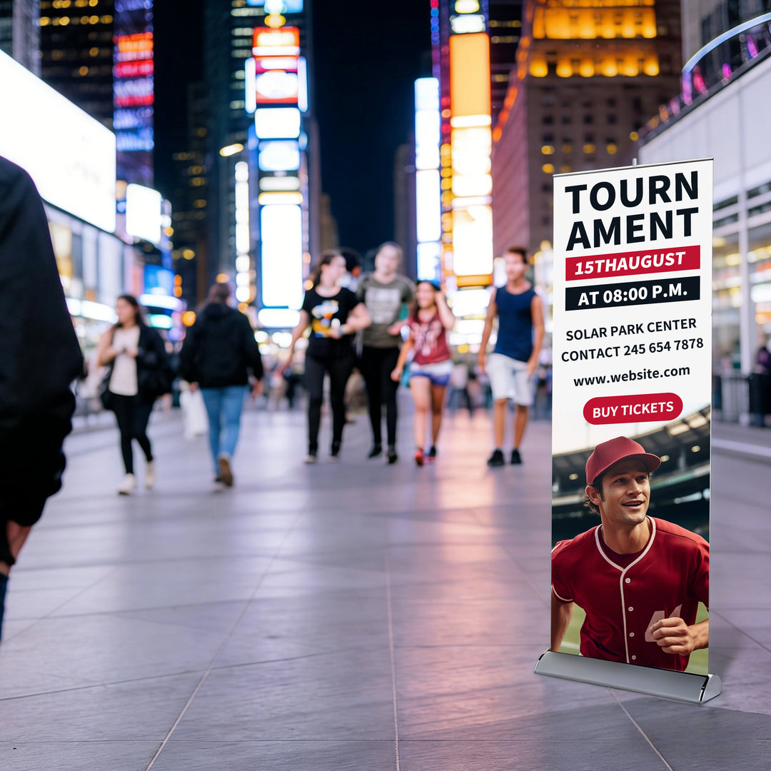 Custom Wide Base Single Screen Roll Up Banner Stands