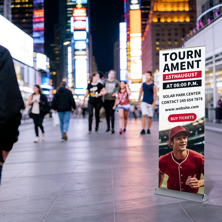 Custom Wide Base Single Screen Roll Up Banner Stands