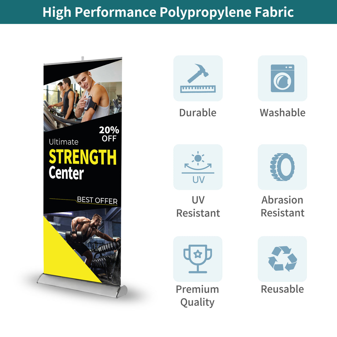Custom Wide Base Single Screen Roll Up Banner Stands