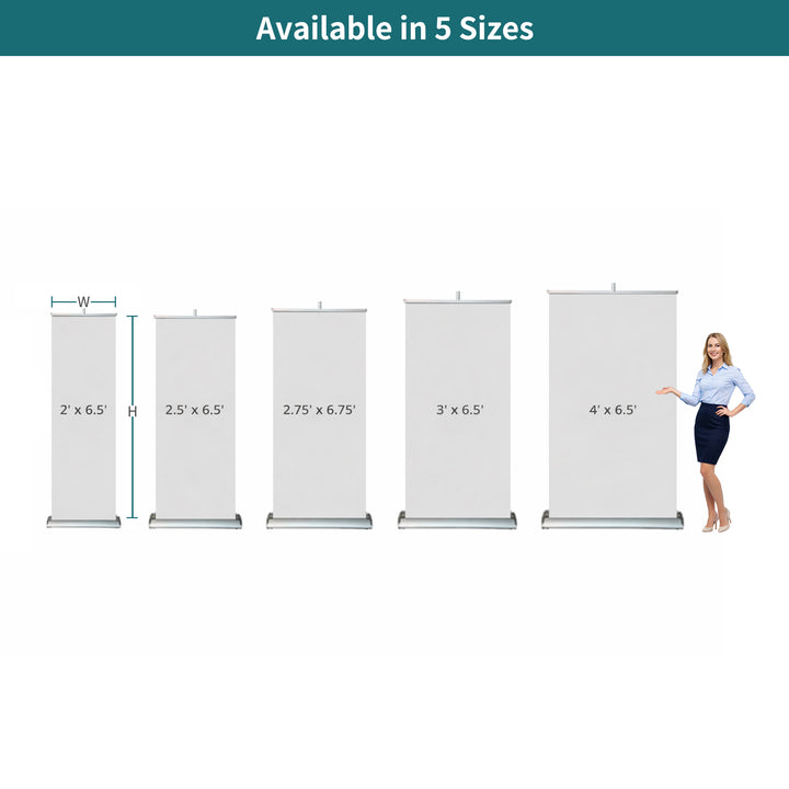 Custom Wide Base Single Screen Roll Up Banner Stands