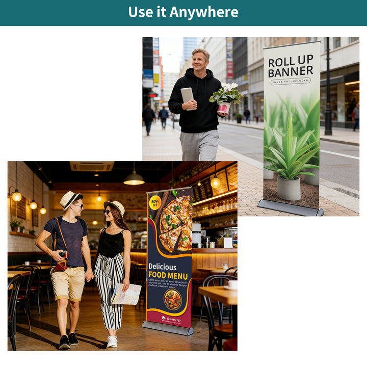 Custom Wide Base Single Screen Roll Up Banner Stands
