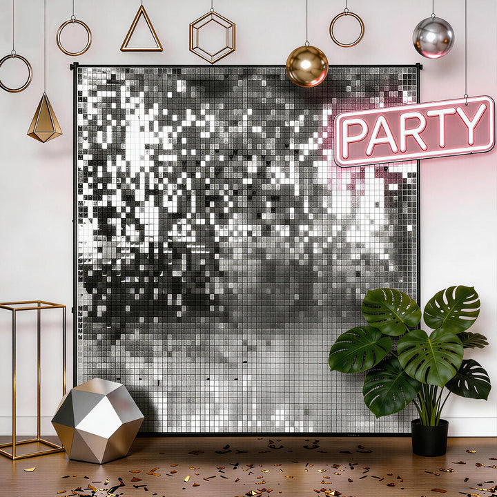 Custom Silver Sequin Shimmer Wall Backdrop Panel
