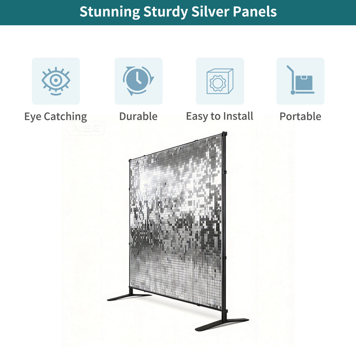 Custom Silver Sequin Shimmer Wall Backdrop Panel