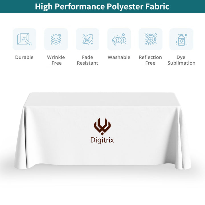 Premium White Color Table Covers &amp; Tablecloths - 4 Sided 033