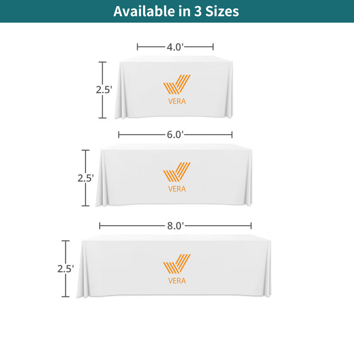 Premium White Color Table Covers &amp; Tablecloths - 4 Sided 033