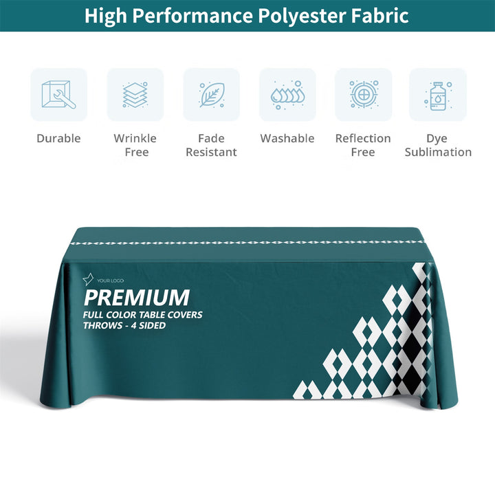 Premium Full Color Table Covers &amp; Tablecloths - 4 Sided 034
