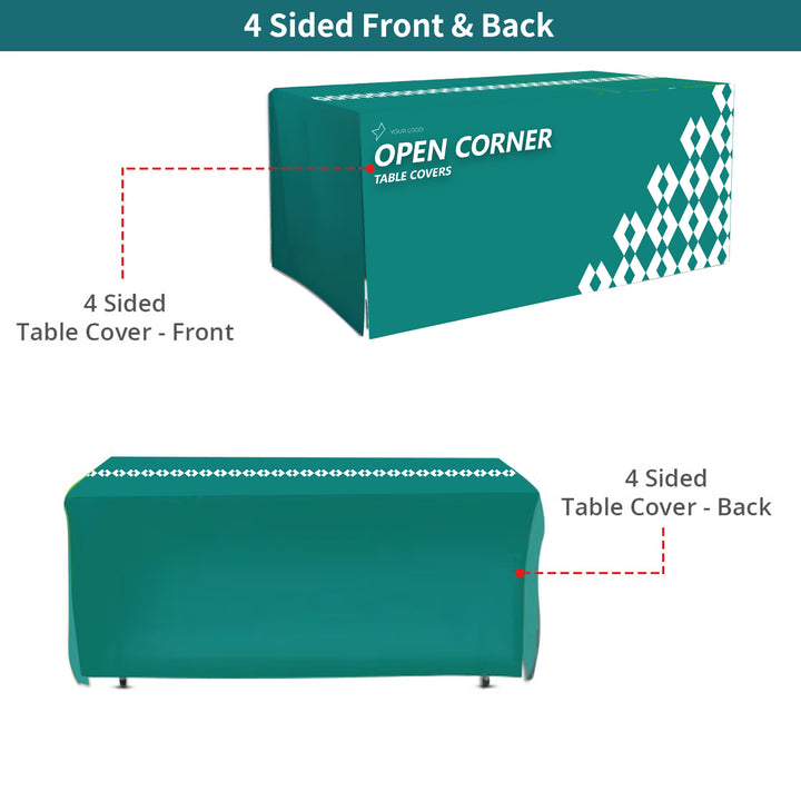 Custom Open Corner Tablecloths - 4 sided 040