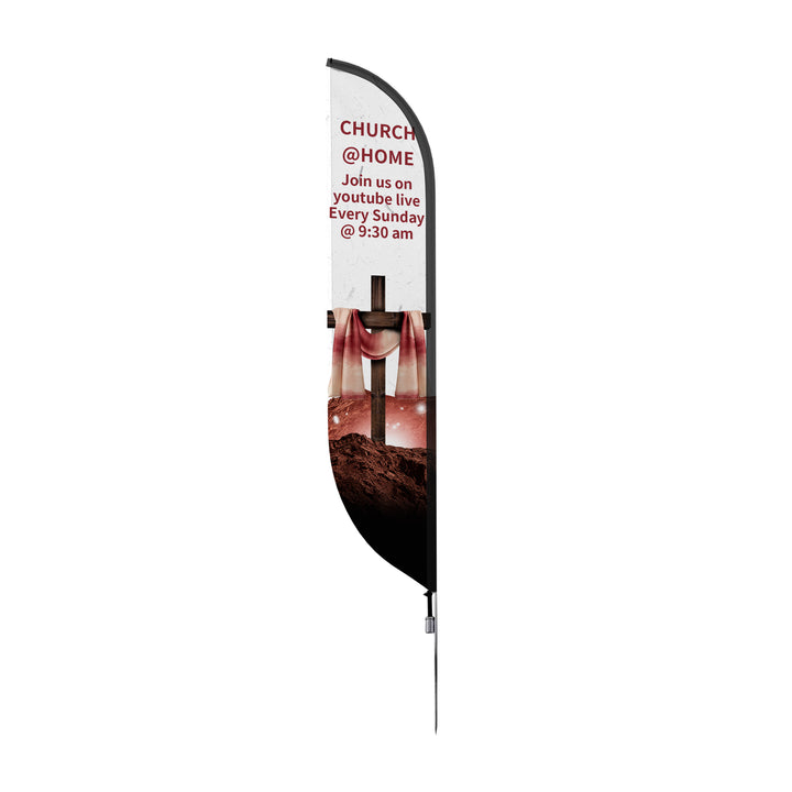 Custom Pre-Printed Church at Home Feather Flags