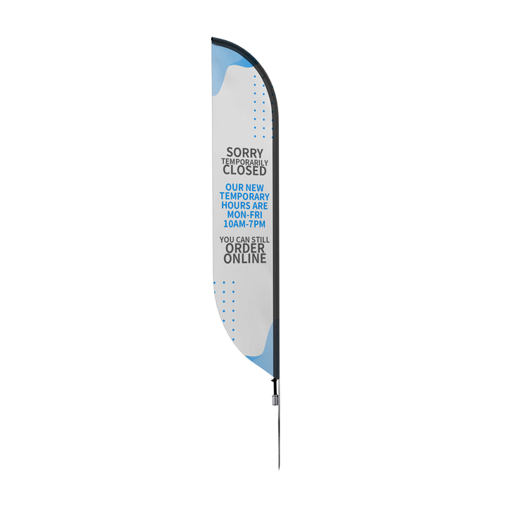 Custom Pre-Printed Temporary Closed Order Online Feather Flags